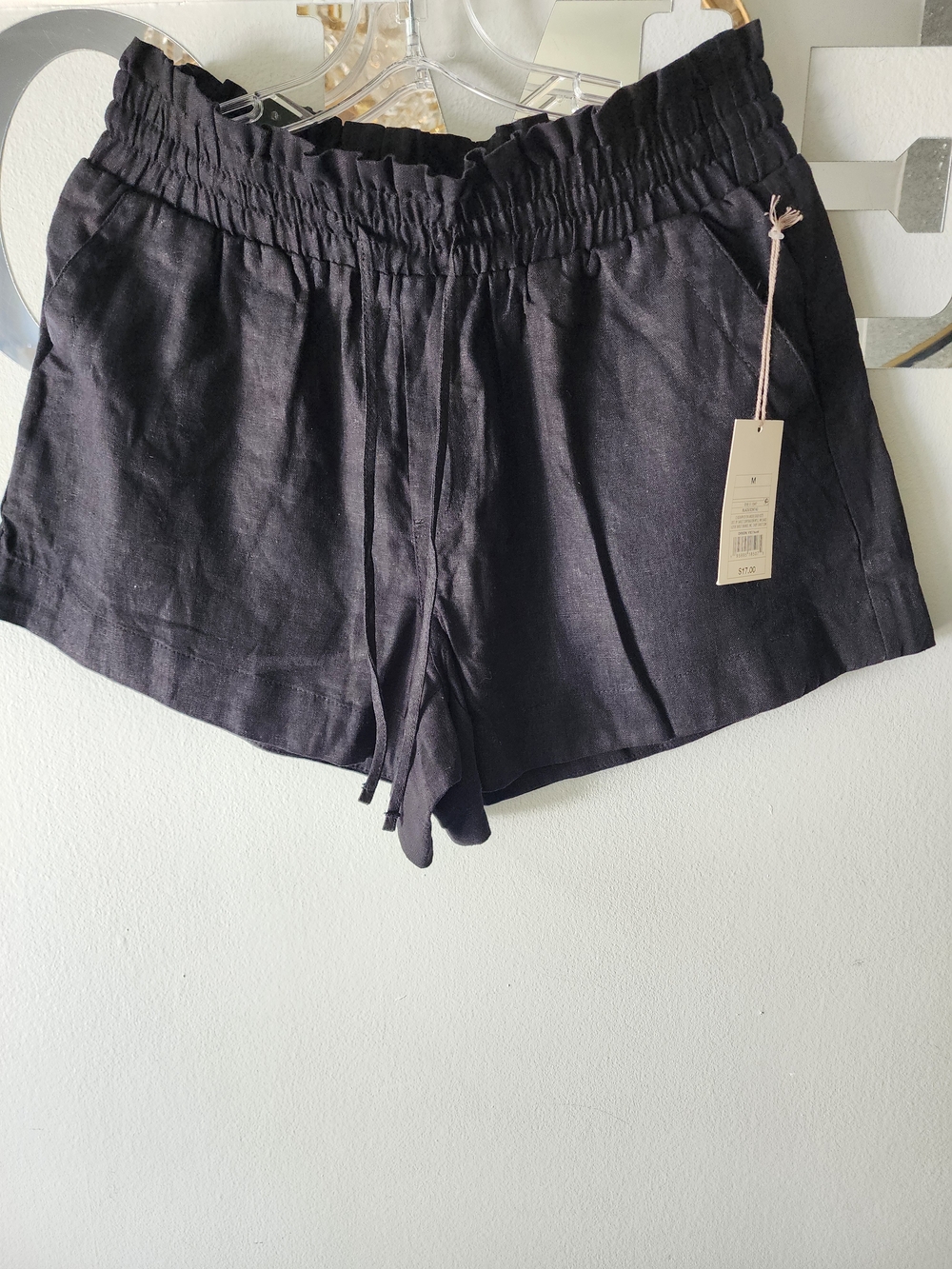 a new day Black High-Waist Smocked Drawstring Shorts